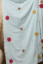 Sky Blue Embroidered 3-Piece Ethnic Suit Set