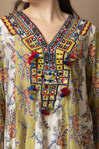 Olive Green Printed Kurta with Sharara Set