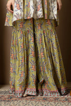 Olive Green Printed Kurta with Sharara Set