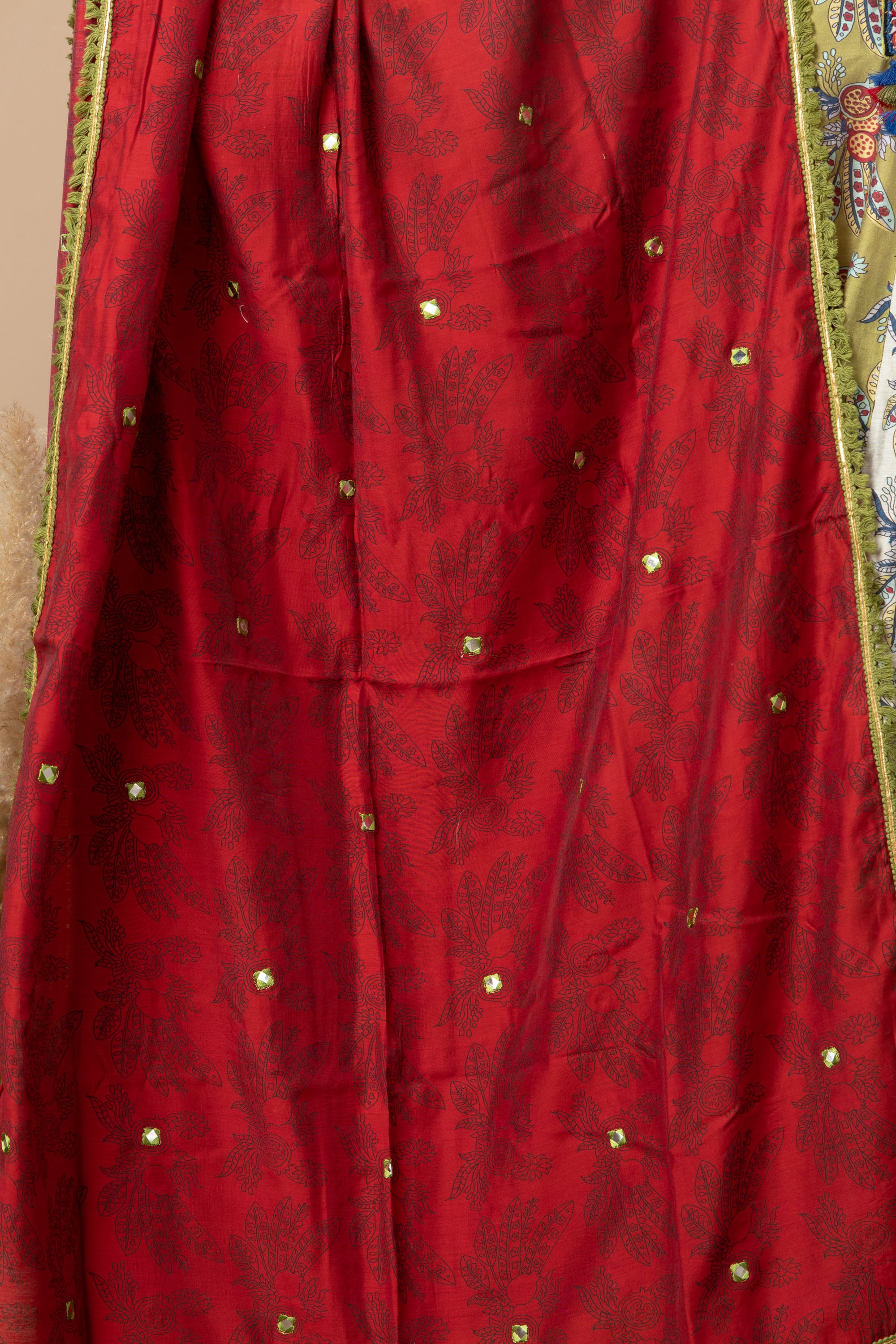 Olive Green Printed Kurta with Sharara Set