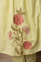 Pastel Lime Green Embroidered A-Line Kurta & Pant Set