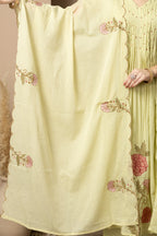 Pastel Lime Green Embroidered A-Line Kurta & Pant Set