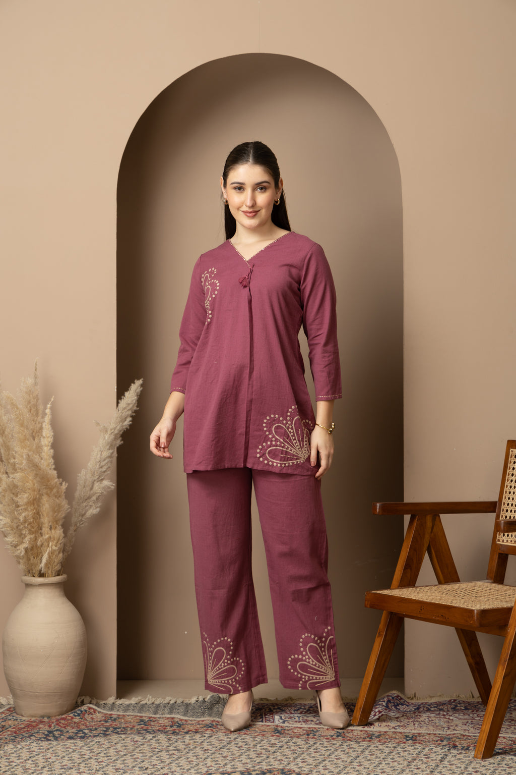 Plum Purple Embellished Co-Ord Set