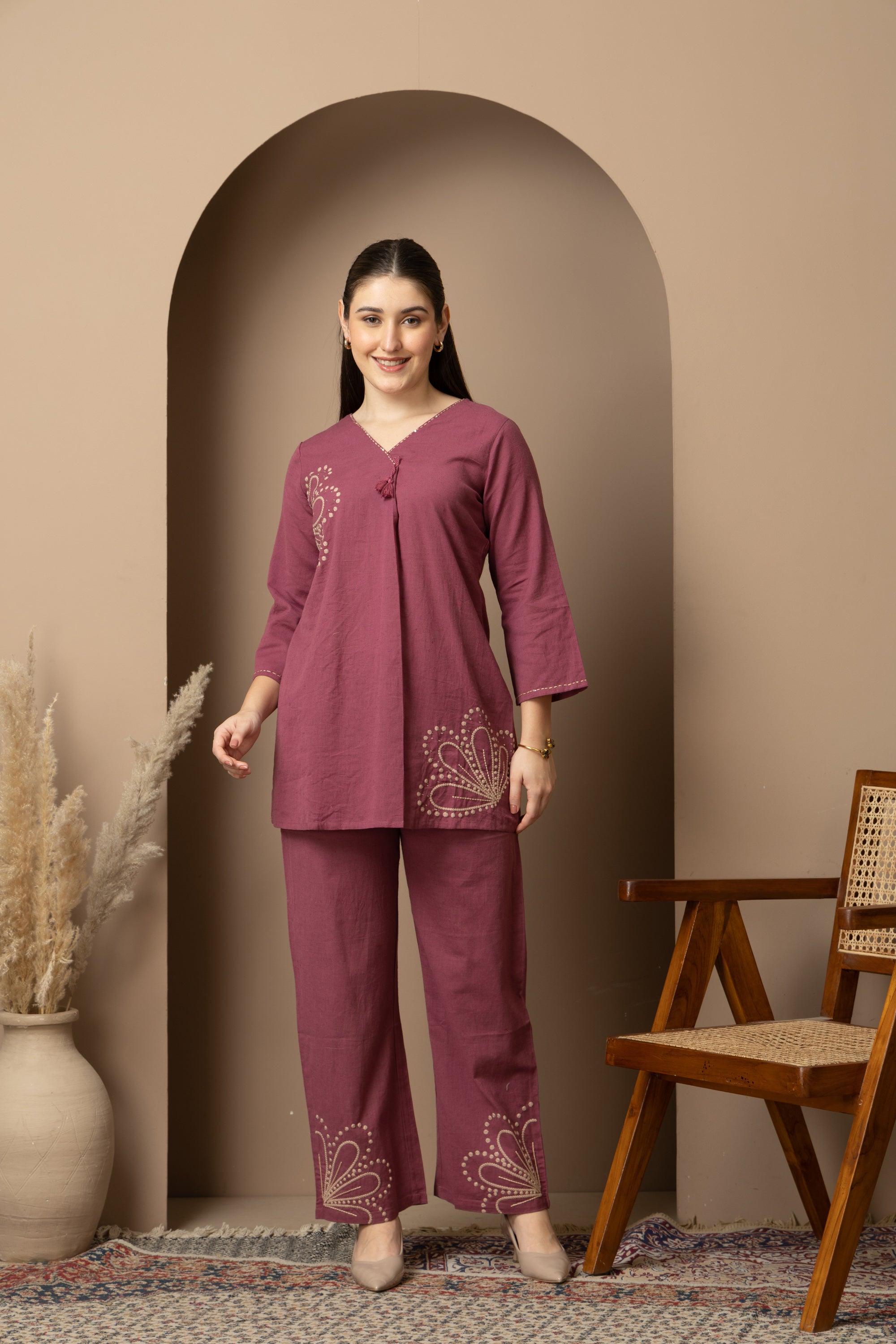 Plum Purple Embellished Co-Ord Set