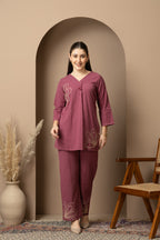 Plum Purple Embellished Co-Ord Set