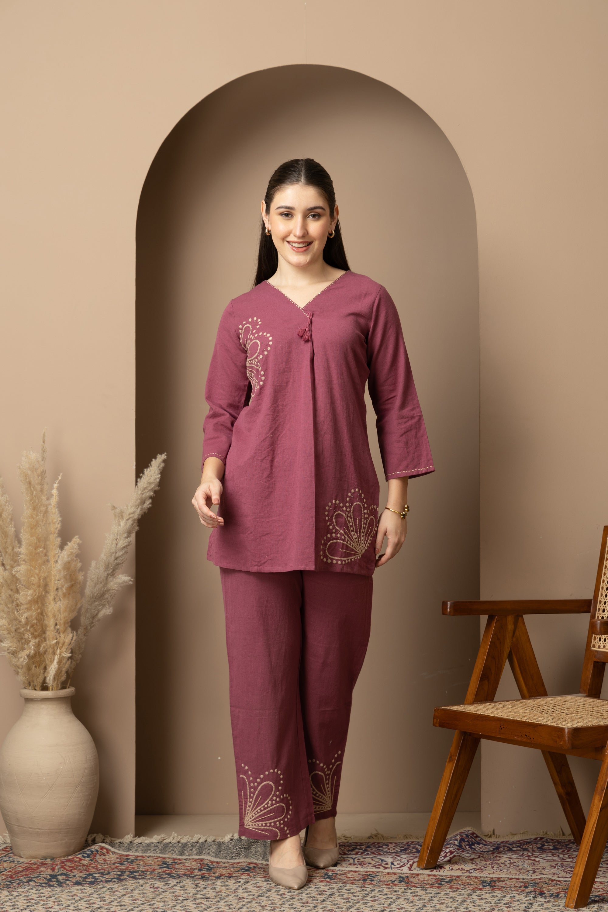Plum Purple Embellished Co-Ord Set