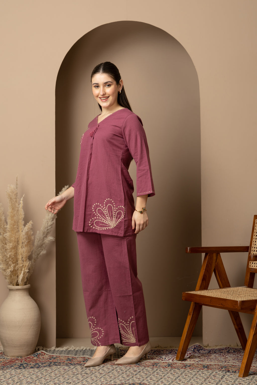 Plum Purple Embellished Co-Ord Set