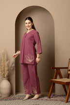 Plum Purple Embellished Co-Ord Set