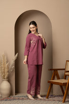 Plum Purple Embellished Co-Ord Set