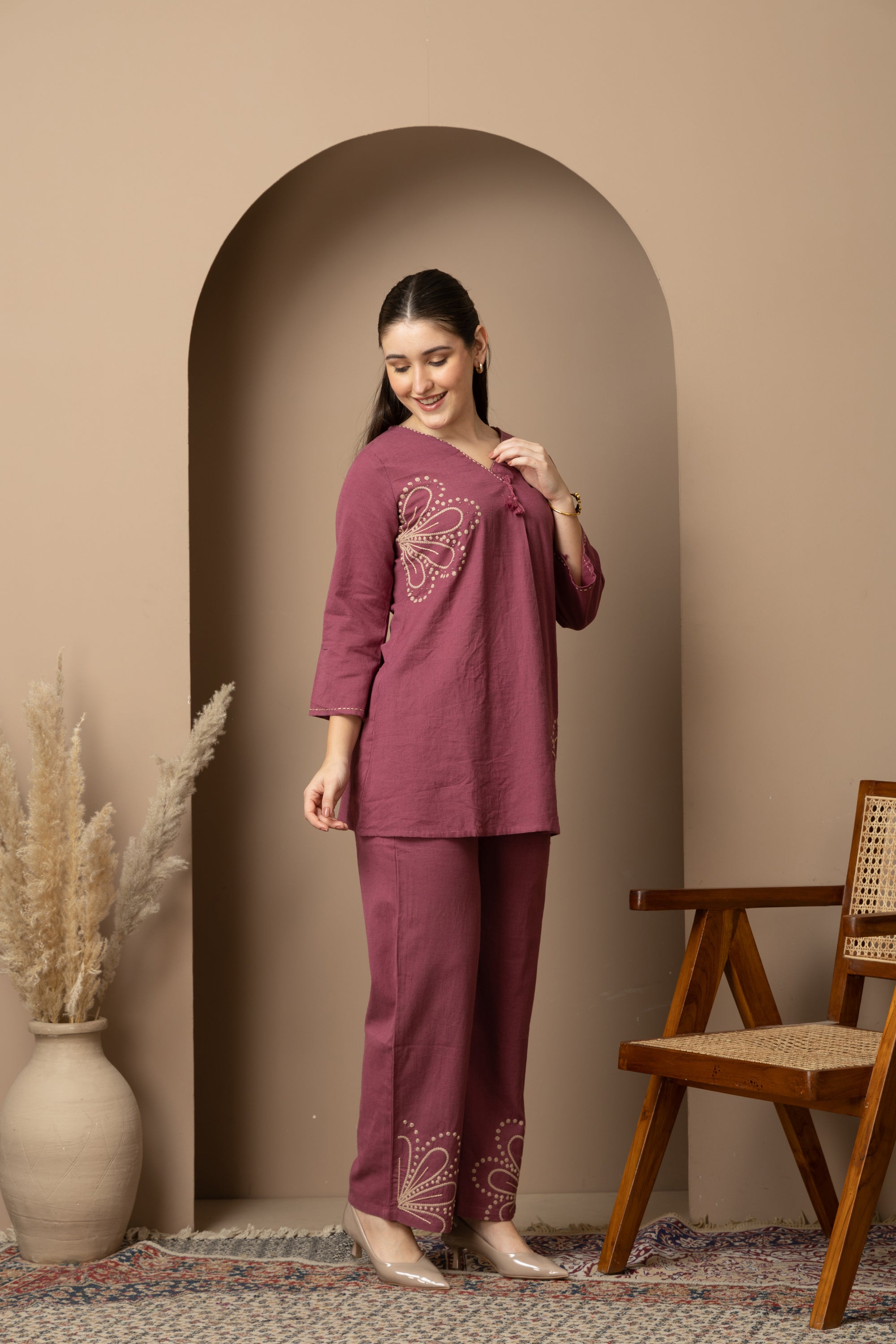 Plum Purple Embellished Co-Ord Set