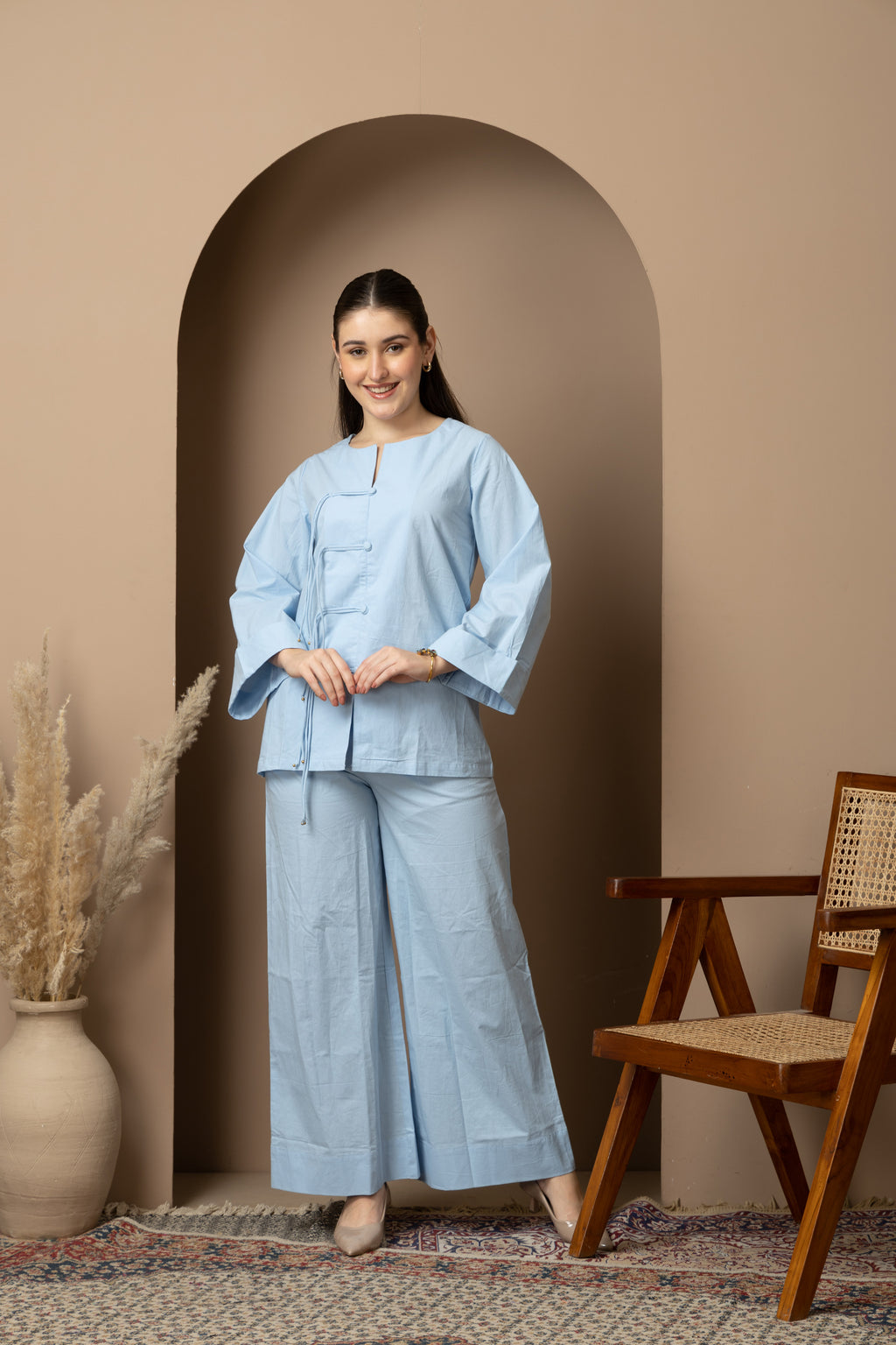 Sky Blue Cotton Co-Ord Set