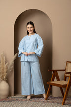 Sky Blue Cotton Co-Ord Set