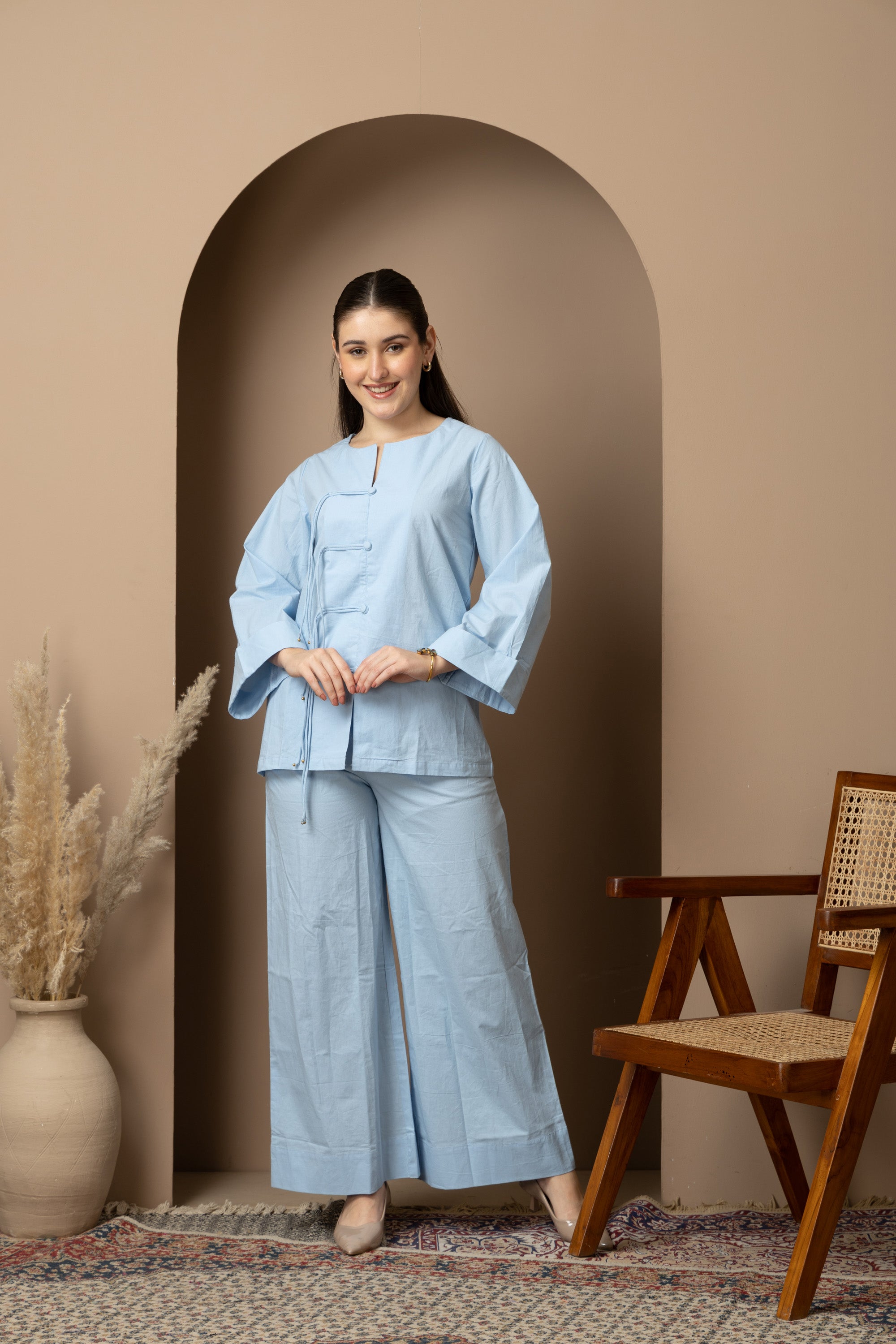 Sky Blue Cotton Co-Ord Set
