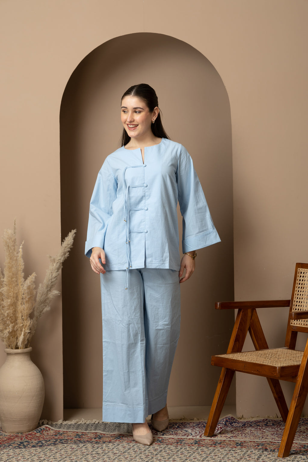 Sky Blue Cotton Co-Ord Set