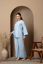 Sky Blue Cotton Co-Ord Set