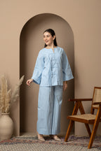 Sky Blue Cotton Co-Ord Set
