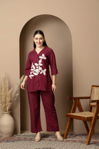 Burgundy Floral Co-Ord Set