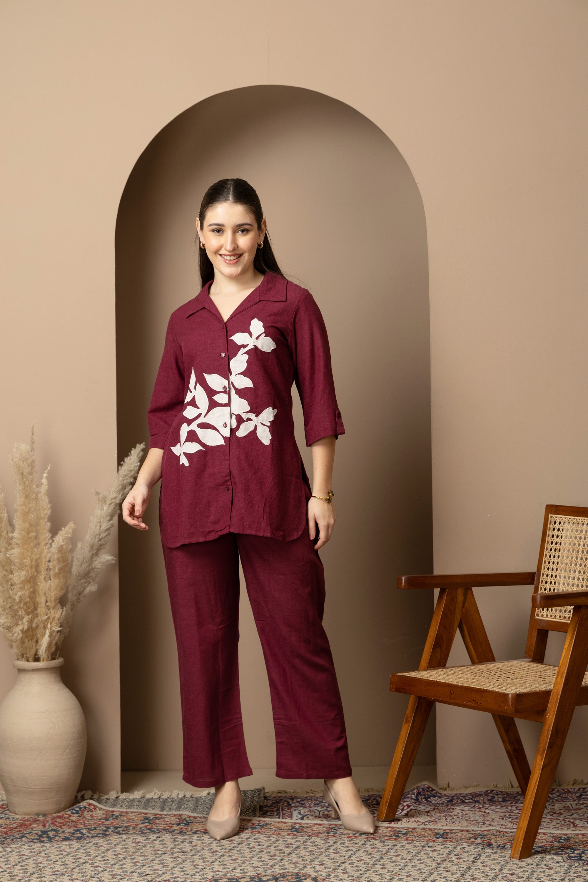 Burgundy Floral Co-Ord Set