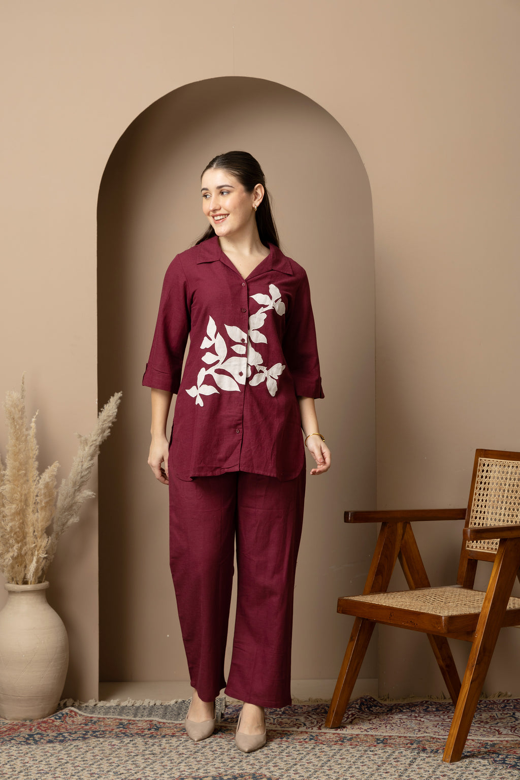 Burgundy Floral Co-Ord Set