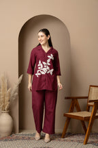 Burgundy Floral Co-Ord Set