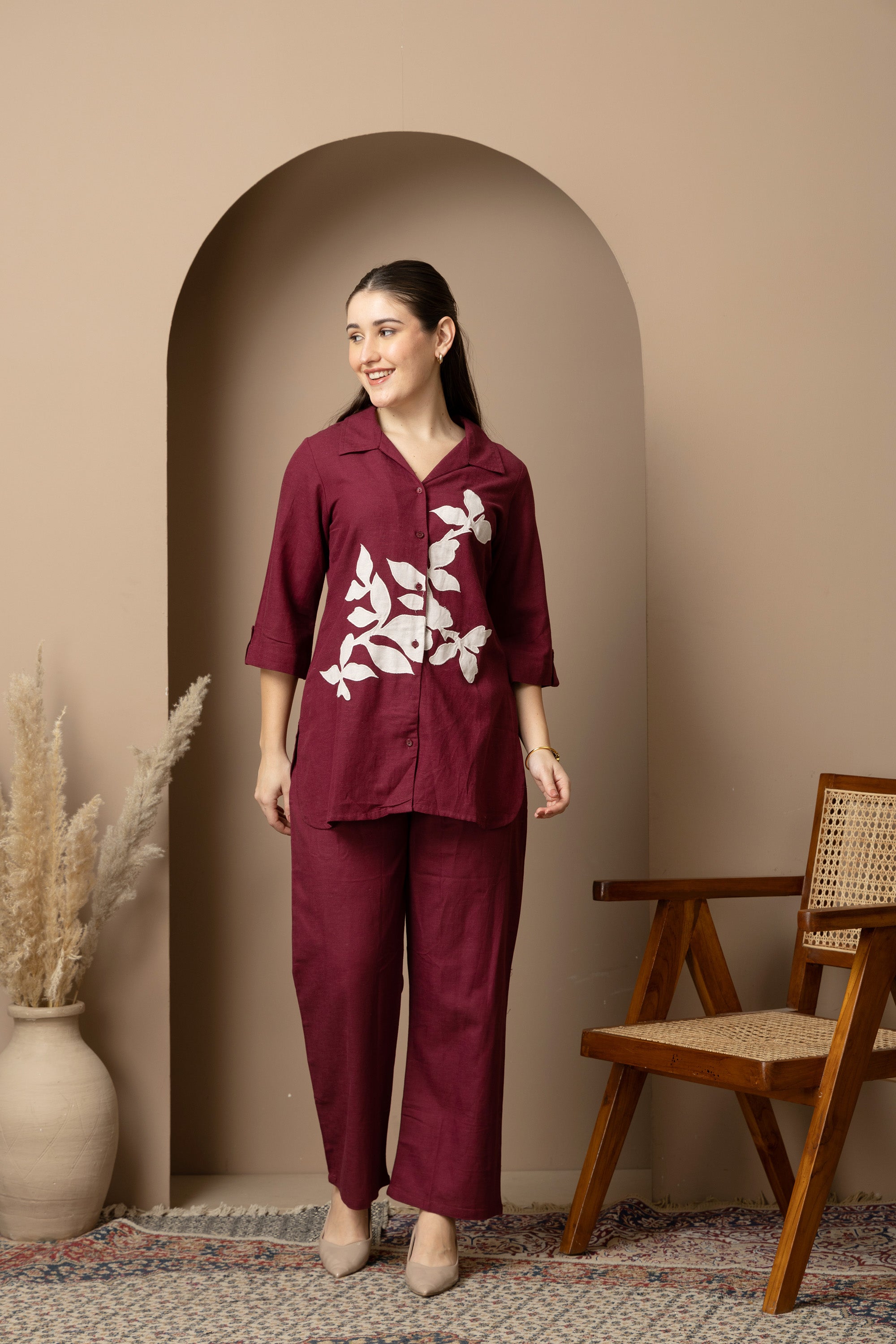 Burgundy Floral Co-Ord Set
