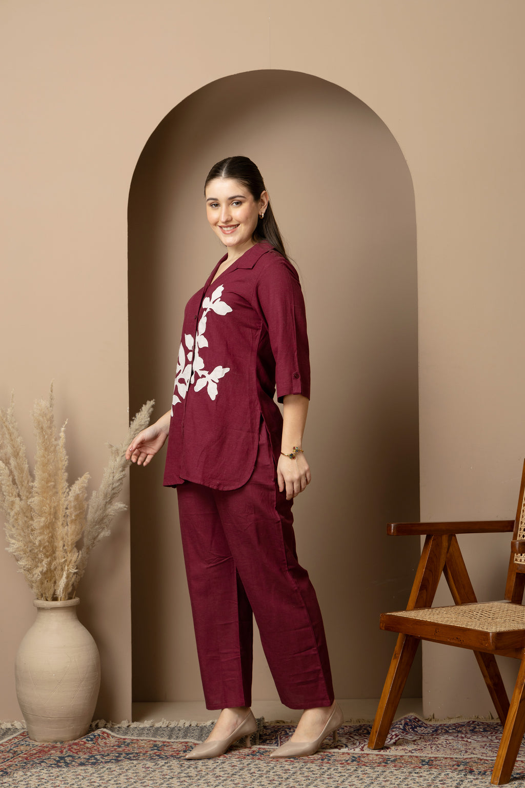 Burgundy Floral Co-Ord Set