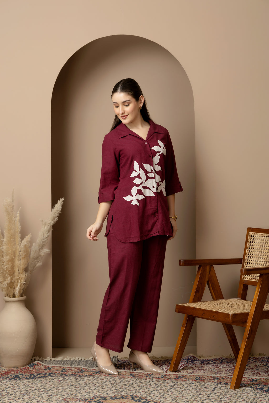 Burgundy Floral Co-Ord Set