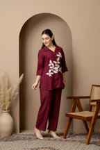 Burgundy Floral Co-Ord Set