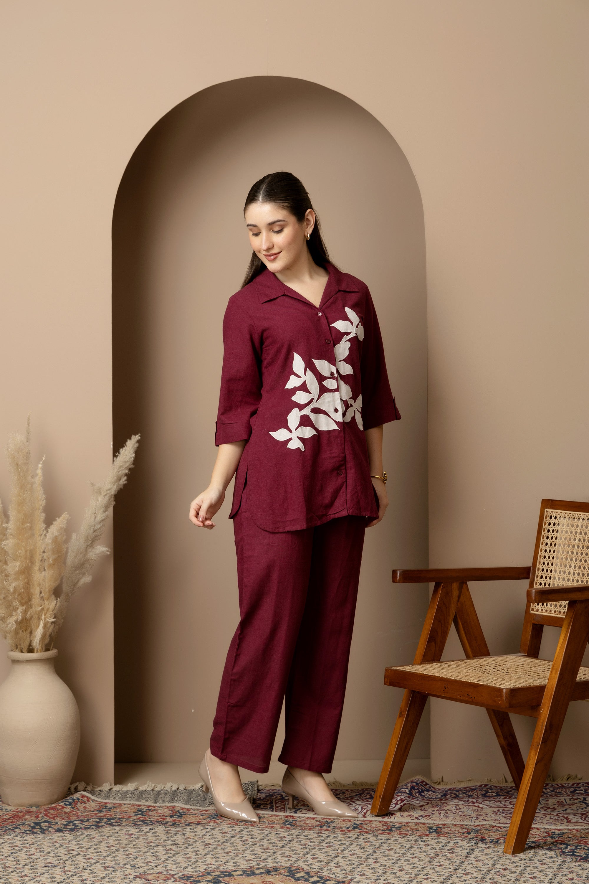 Burgundy Floral Co-Ord Set