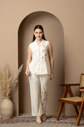 Ivory Embroidered Sleeveless Co-ord Set