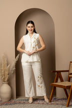 Ivory Embroidered Sleeveless Co-ord Set