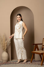 Ivory Embroidered Sleeveless Co-ord Set