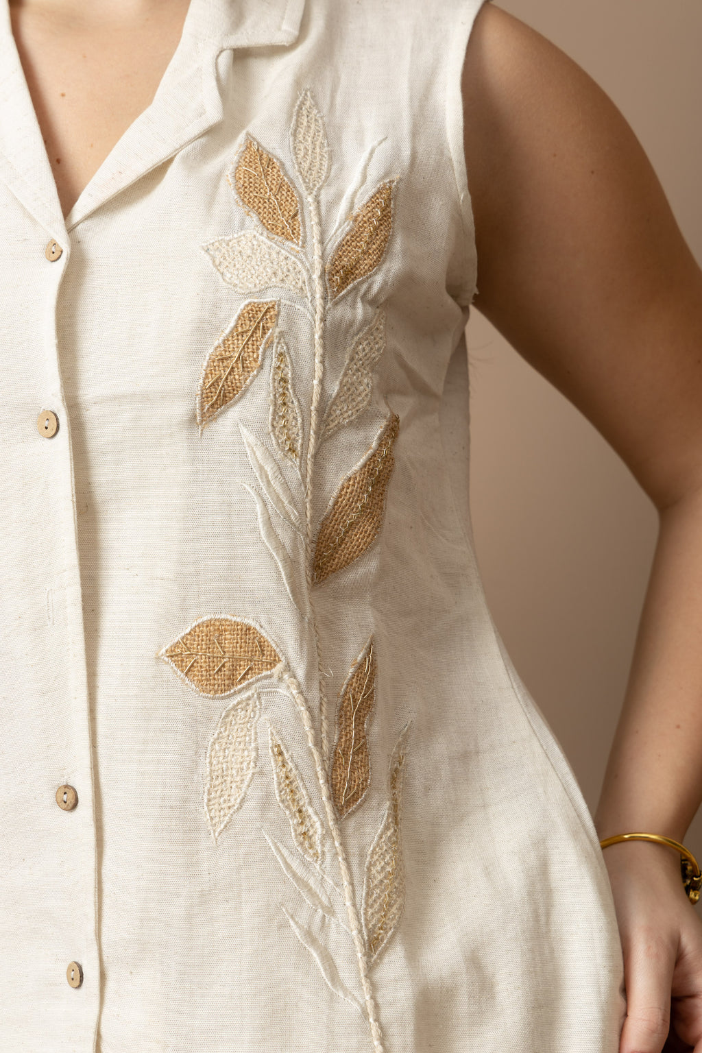Ivory Embroidered Sleeveless Co-ord Set