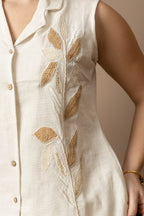 Ivory Embroidered Sleeveless Co-ord Set