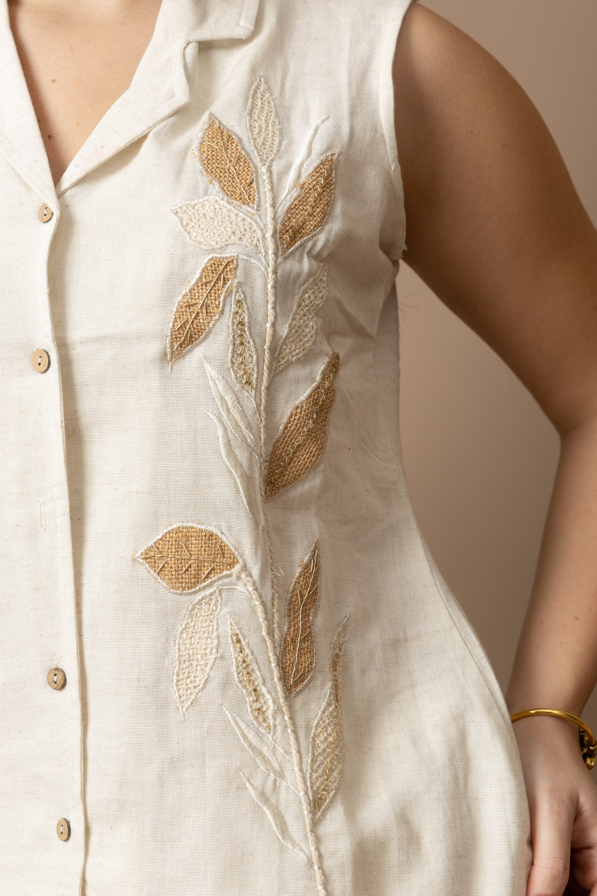 Ivory Embroidered Sleeveless Co-ord Set