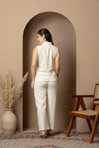 Ivory Embroidered Sleeveless Co-ord Set