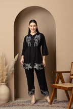 Black Embroidered Co-ord Set