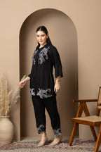 Black Embroidered Co-ord Set