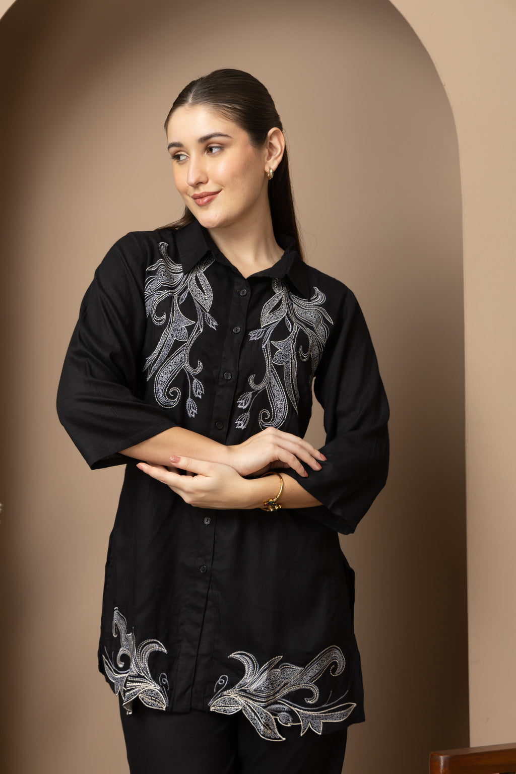 Black Embroidered Co-ord Set