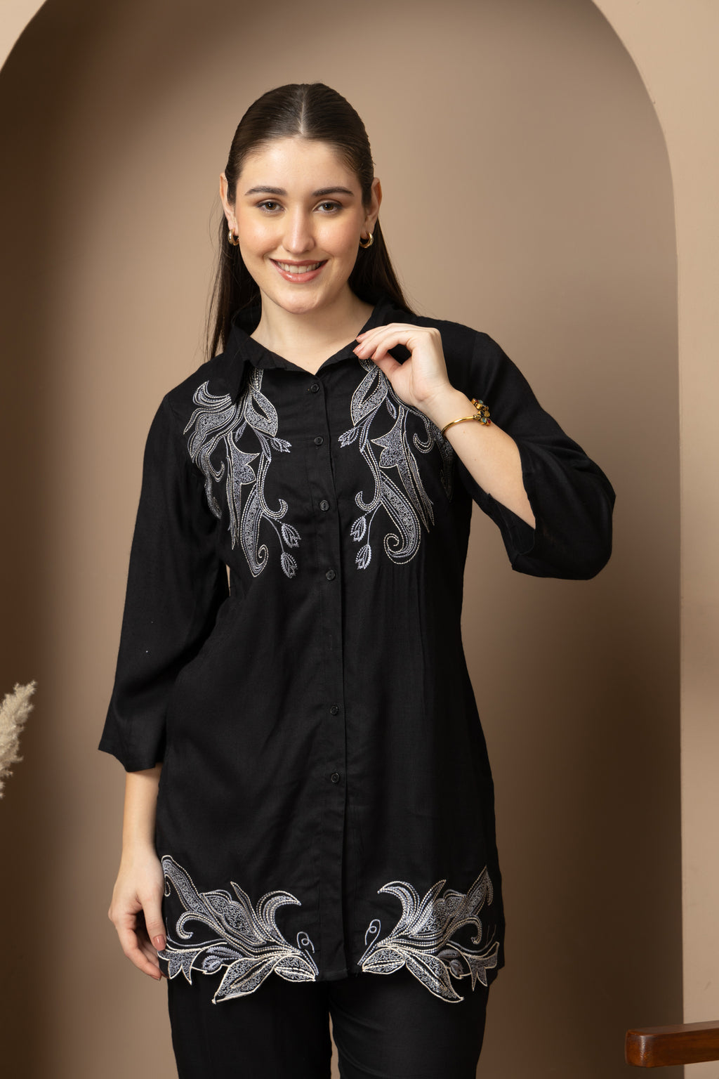 Black Embroidered Co-ord Set