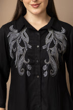 Black Embroidered Co-ord Set