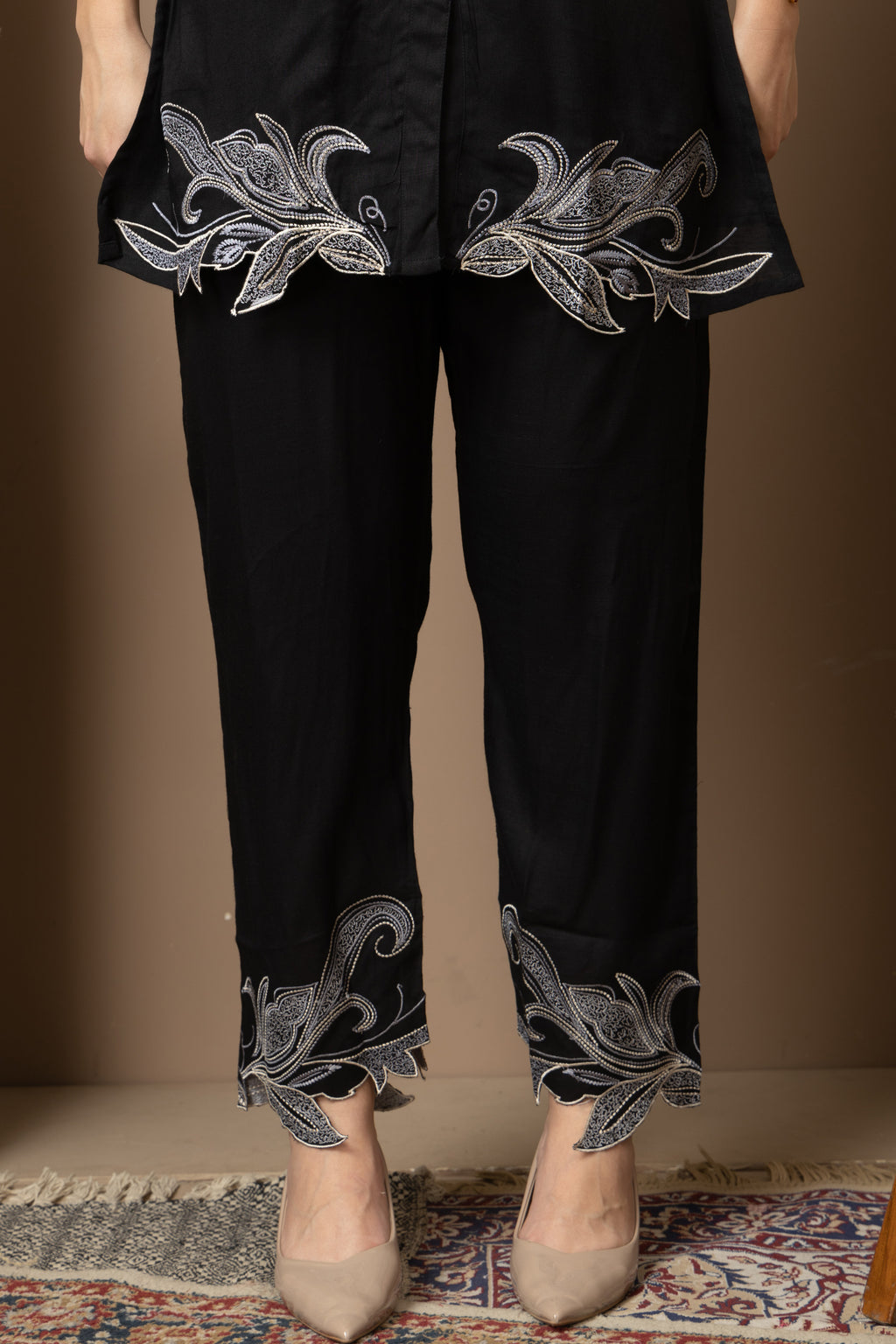 Black Embroidered Co-ord Set