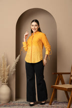 Women's Mustard Yellow Textured Shirt