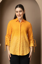 Women's Mustard Yellow Textured Shirt