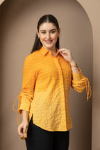 Women's Mustard Yellow Textured Shirt