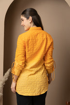 Women's Mustard Yellow Textured Shirt