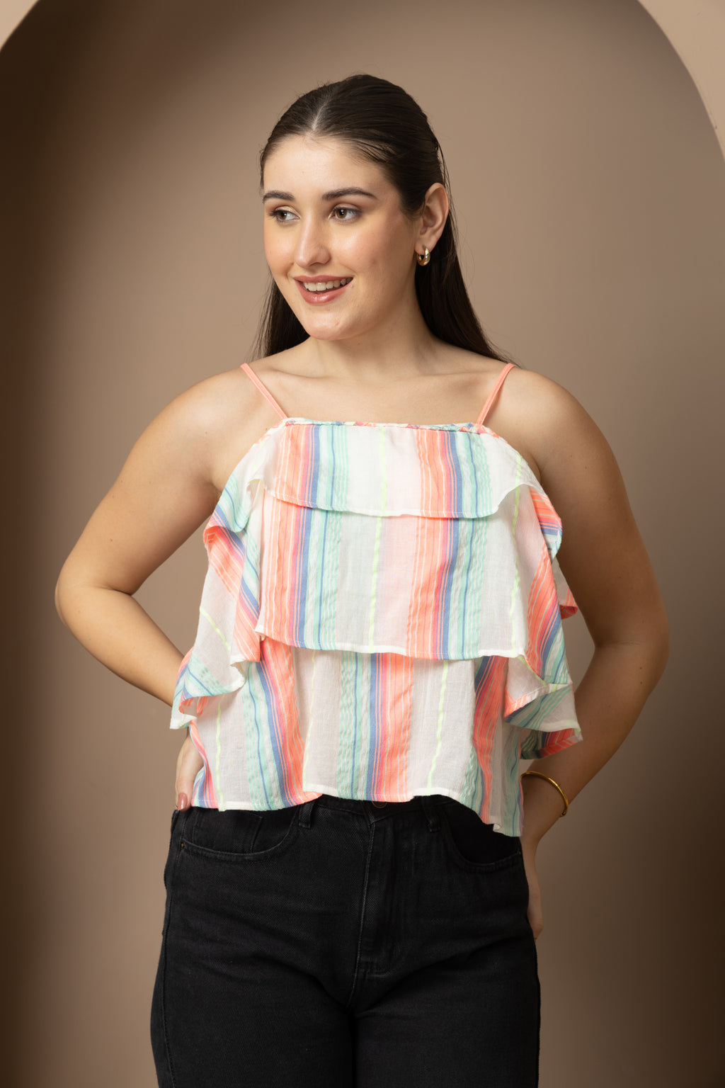 Women's Pastel Stripe Layered Camisole Top