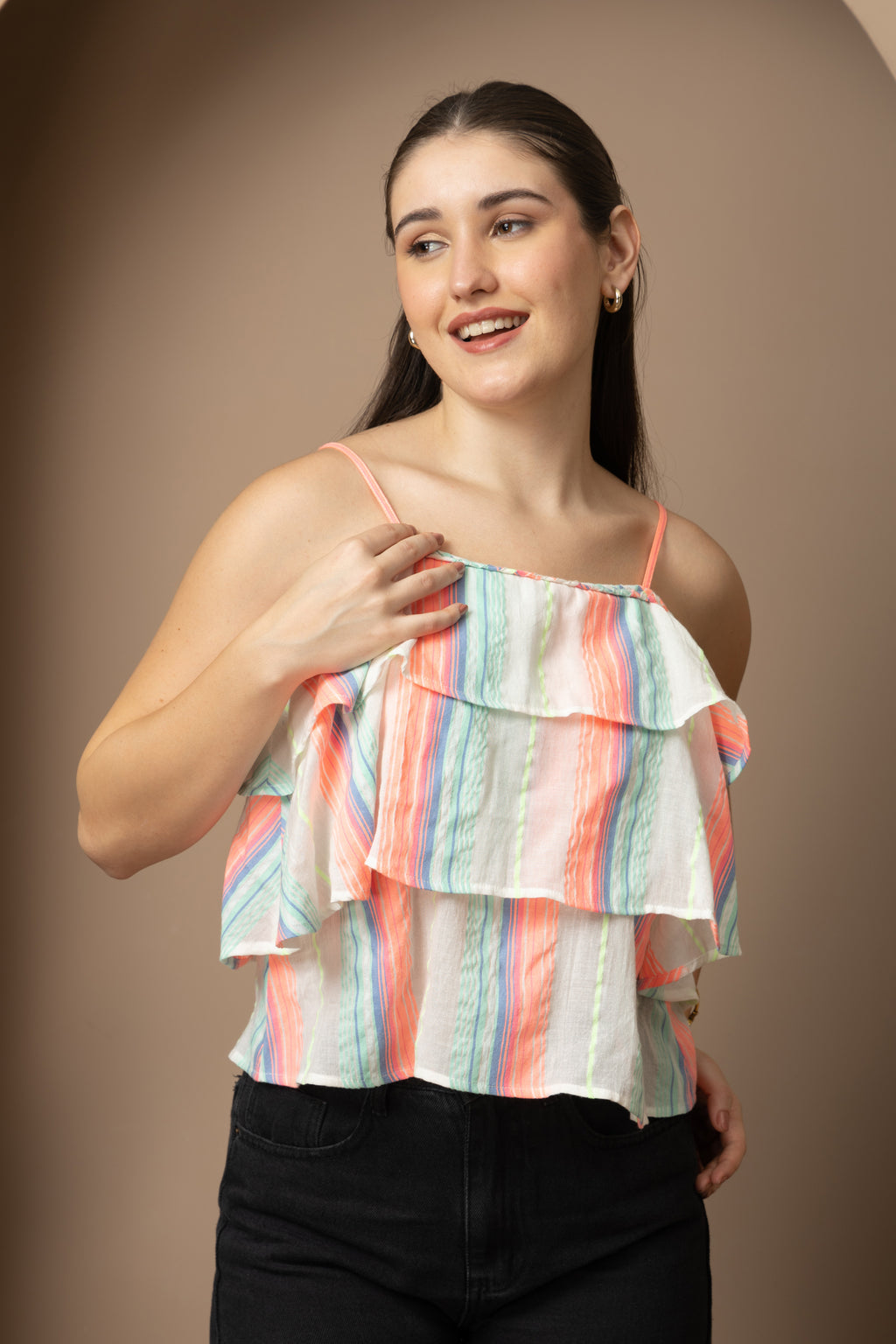Women's Pastel Stripe Layered Camisole Top