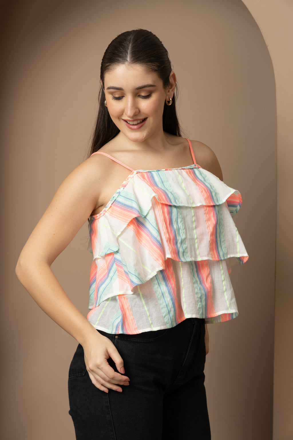 Women's Pastel Stripe Layered Camisole Top
