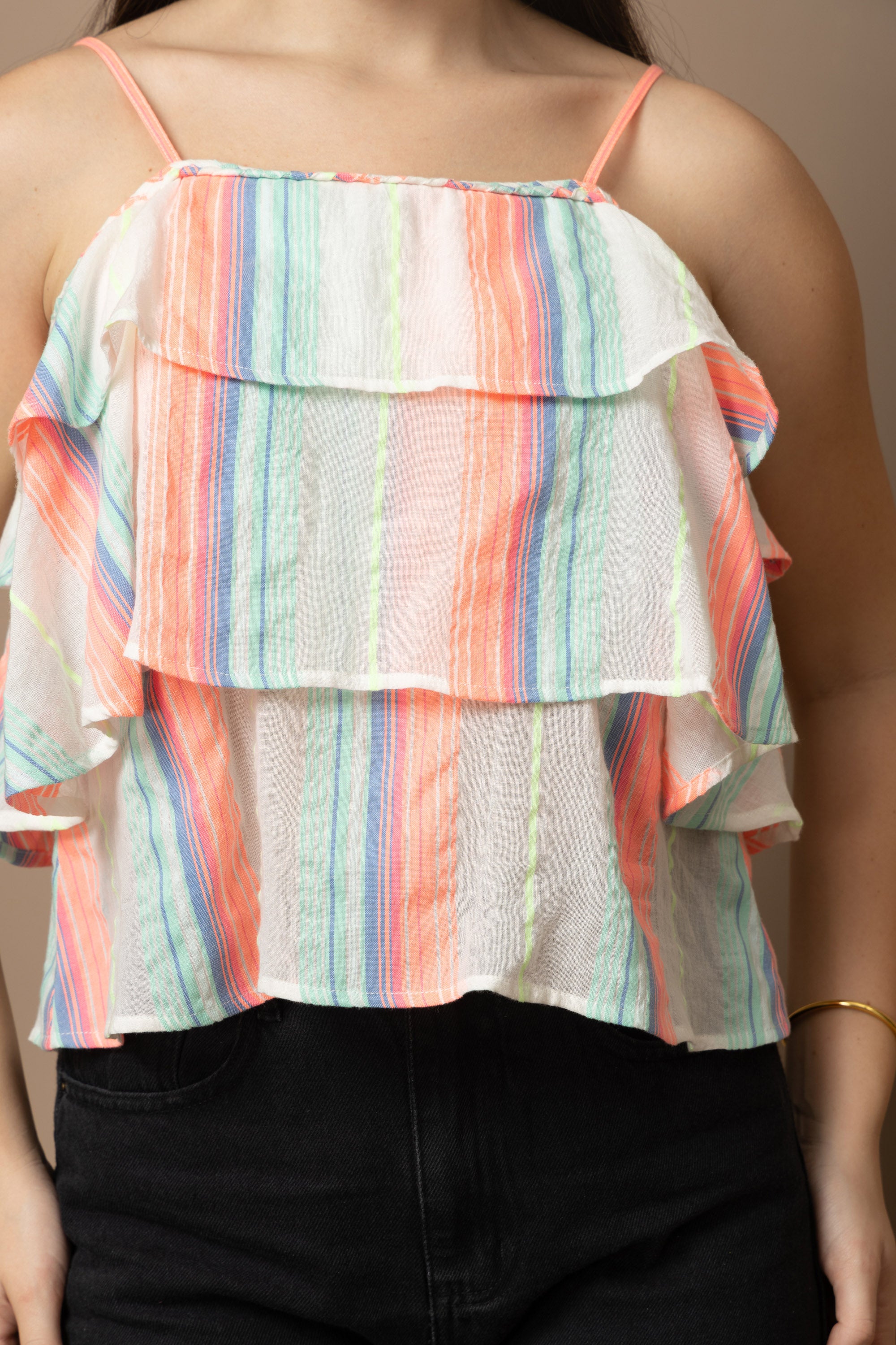 Women's Pastel Stripe Layered Camisole Top